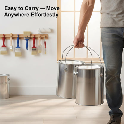 Nyuemystery 6 Pack 1 Gallon Empty Paint Cans with Lids, Unlined Metal Paint Buckets with Handle for Oil Based Paint, Solvents, Craft DIY Art Supply Storage (Silver)