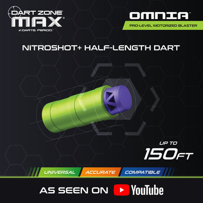 Dart Zone Max Omnia Pro Gen 3 Foam Dart Blaster–150 FPS Full Auto Foam Dart Blaster for Adults–Electric Foam Blaster–Elite Blaster for Ages 14+ with 30 Half Length Darts, Sight, Mags, Stock & Eyewear