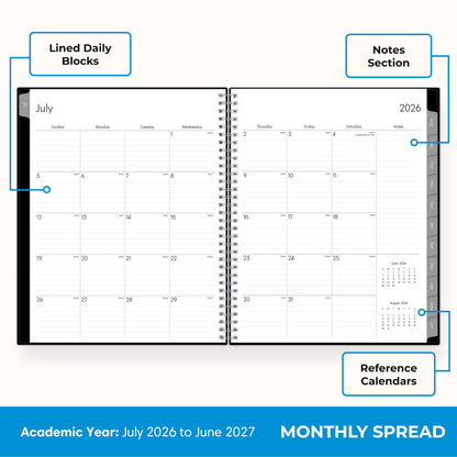 Blue Sky 2026-2027 Weekly and Monthly Academic Year Planner Calendar, July 2026 - June 2027, 8.5" x 11", Flexible Cover, Wirebound, Laminated Tabs, Enterprise