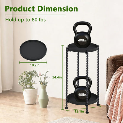 YINMIT Plant Stand Indoor Outdoor, 2 Tier Metal Plant Stand, Metal Spindle Poles Plant Stands Outdoor, Corner Flower Pot Stand, Plant Tables Indoor for Patio Garden Balcony Living Room Black