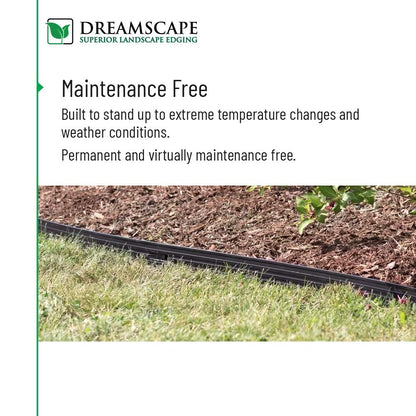 Dreamscape E-Z Edge Aluminum Landscape Edging - 4 Strips, 6ft Each (24ft Total), Black Painted - Professional Quality Landscaping Border, Metal Divider for Lawn, Garden, Flowerbed