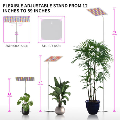 BESTVA 18W Grow Lights for Indoor Plants with Stand, Full Spectrum LED Plant Light for Indoor Plants,12-59 Inches Height Adjustable Growing Lamp with Auto On/Off Timer 4H/8H/12H, 4 Dimmable Brightnes