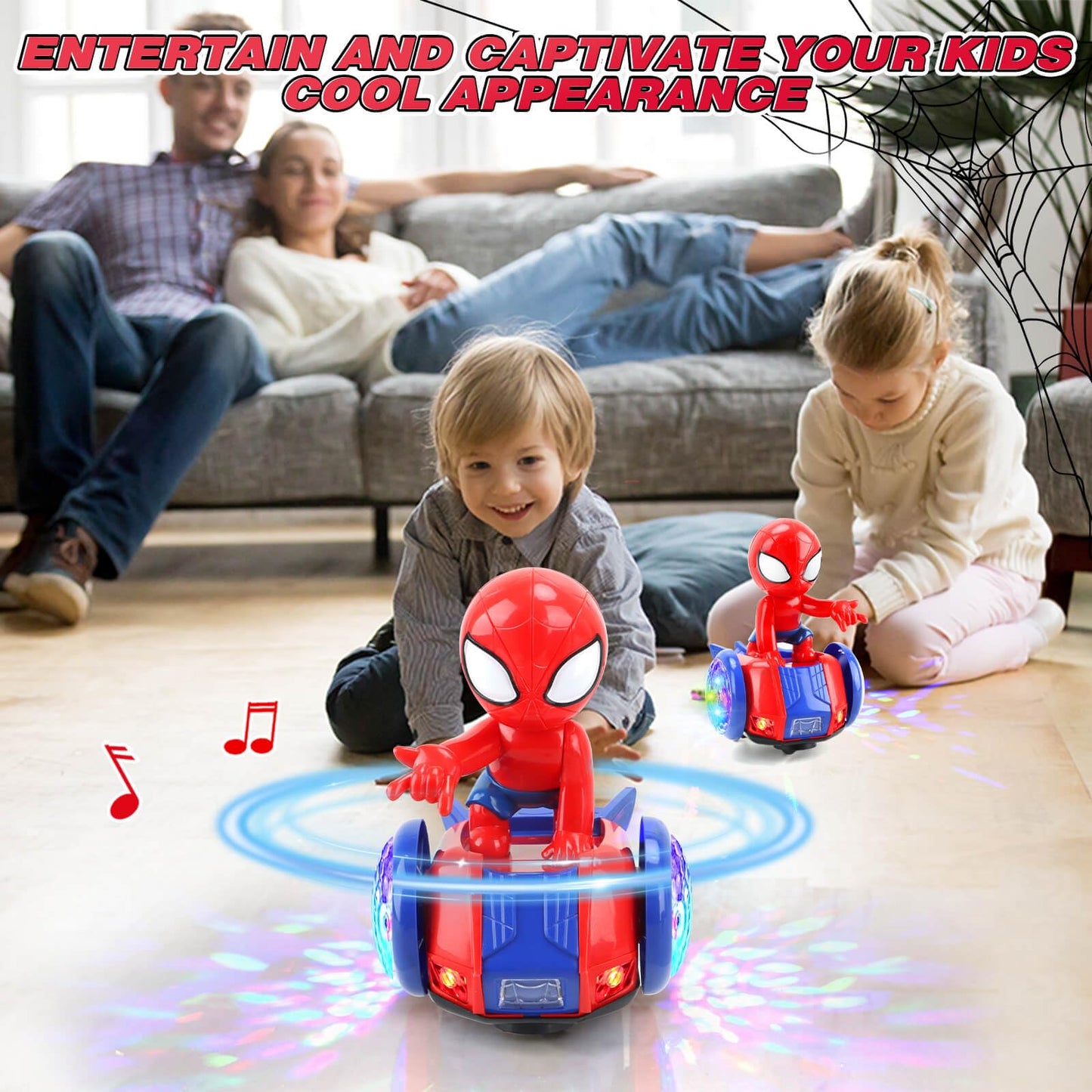 YOTOY Dancing Robot Spider Toys for Kids, Lights & Music, Automatic Steering, 360 Degree Flexible Rotation, Toy Cars for Toddlers, Birthday Gift for Ages 3 4 5 6 7 8 Years Old Boys
