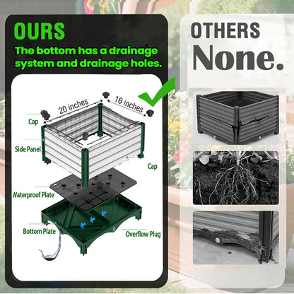 3PCS Raised Garden Beds Outdoor with Legs Planter Box, 47x20x21in Reinforced Support Rods, Drainage Grid, Multi-Combination Options for Vegetables, Flowers, Herbs, Ideal for Balcony, Patio Gardening