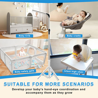 Quynhni Baby Crib Mobile Arm,Mobile Hanger for Crib 56-78" Adjustable Height Top Can Rotate 180° Suitable for Baby Girls Boys Stainless Steel Material Sturdy and Stable Base