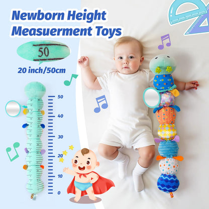 Baby Toys 0-6 Month, Musical Caterpillar Rattle, Infants Sensory Toy with Mirror Crinkle Textures, Newborn Developmental Tummy Time Stuffed Plush Animal toys for Babies Boys Girls 3-6-12 Months (Blue)