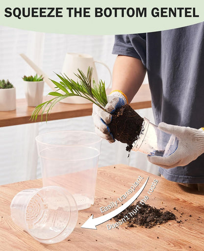 homenote Clear Nursery Pots for Plants,3/4/5/6.7 Inch Plant Pot for Planting Plastic Seedling Pots with Drainage Holes Seed Starter Pot Flower Pots High Transparency with 20 Plant Labels (36 Pack)