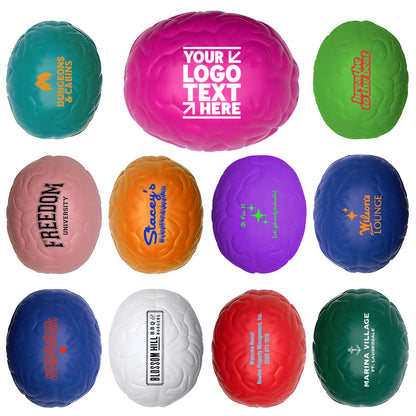 FLIXLEAP 100 Sets of Custom Stress Relief Foam Balls with Logo, Bulk Brain Shape Personalized Foam Balls, Anxiety Stress Relief Stress, Perfect for Office, Travel or Home