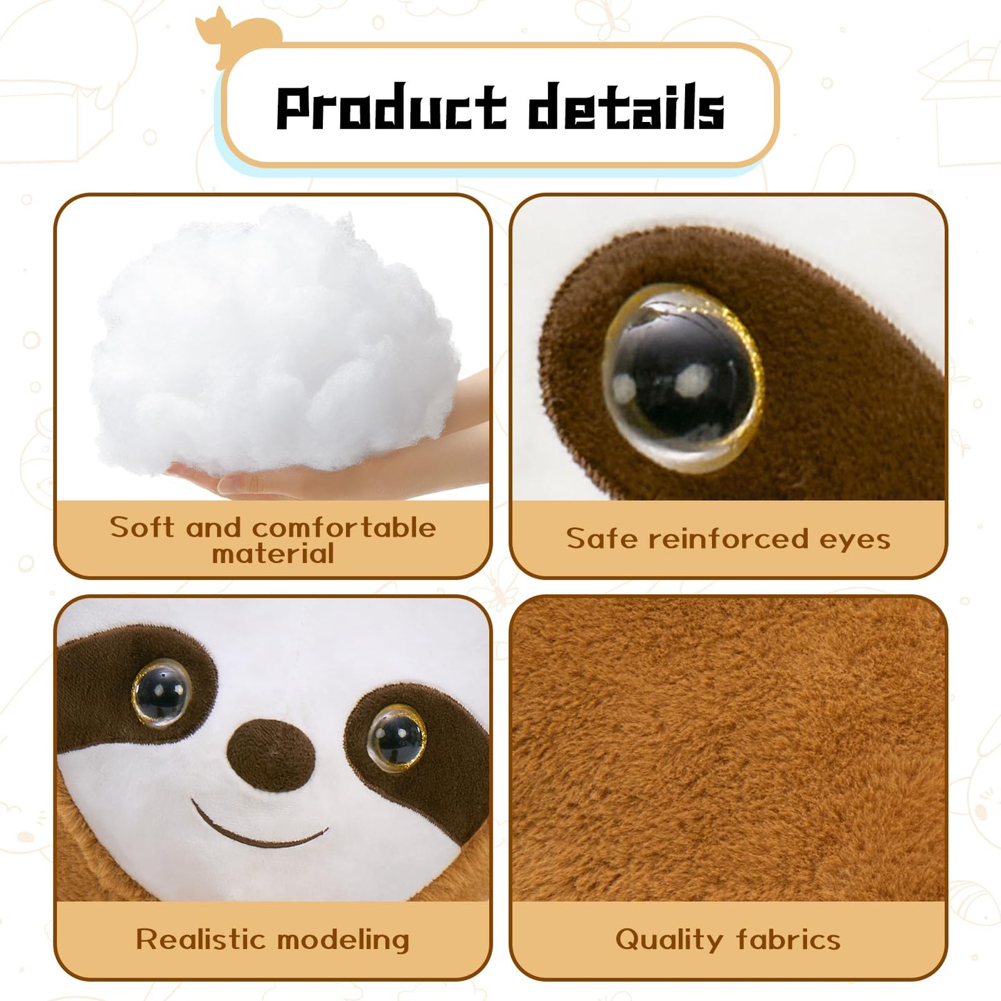 Tezituor 3.2lbs Giant Sloth Stuffed Animal, 39.5inches Long Legged Stuffed Sloth Plushies for Hugs, Hugging Soft Sloths Plush Body Pillow Birthday Christmas Toy Gift for Boys Girls