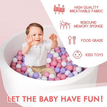 Foam Ball Pit, 35.4"x 11.8" Ball Pits for Toddlers, Soft Round Kiddie Baby Ball Pool for Kids, Ideal Gift for Babies Indoor Outdoor Game, Balls not Included - White