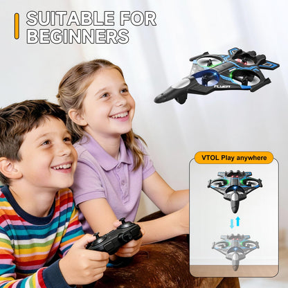 serfiman Foam Remote Control Airplane with LED Lights, RC Jet Fighter 360° Flip & Stunt Roll, 2.4GHz RC Plane for Teens & Adults, Blue