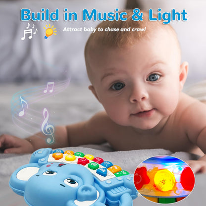 Baby Music Toys for Toddlers, Light Up Music Baby Toys for 18+ Months Early Learning Educational Piano Keyboard Infant Toys Baby Boy Girl Gifts (Elephant)