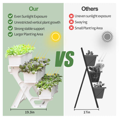 Oliz Planters for Outdoor Plants 3 Tiers Vertical Raised Garden Bed Freestanding Elevated Planter with Planter Tray for Indoor and Outdoor Strawberry, Herb, Flower, and Vegetable Planter