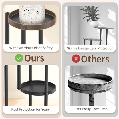 LASZOLA Black 4 Tier Plant Stand Indoor Heavy Duty Metal Planter Flower Holder Rack, Multi Modern Narrow Organizer, Floor Vertical Tower, Spiral Sturdy Decorate for House Bathroom Office Living Room