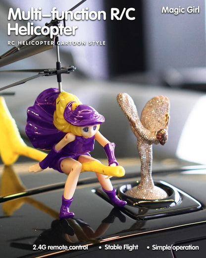 LMRC RC Helicopter, LM16-A Flying Witch Drone Toys for Girls with LED Lights, Indoor/Outdoor Remote Control Helicopter Christmas Birthday Gifts for Kids Boys Girls Age 6-8 9 10 11 12+(Purple)