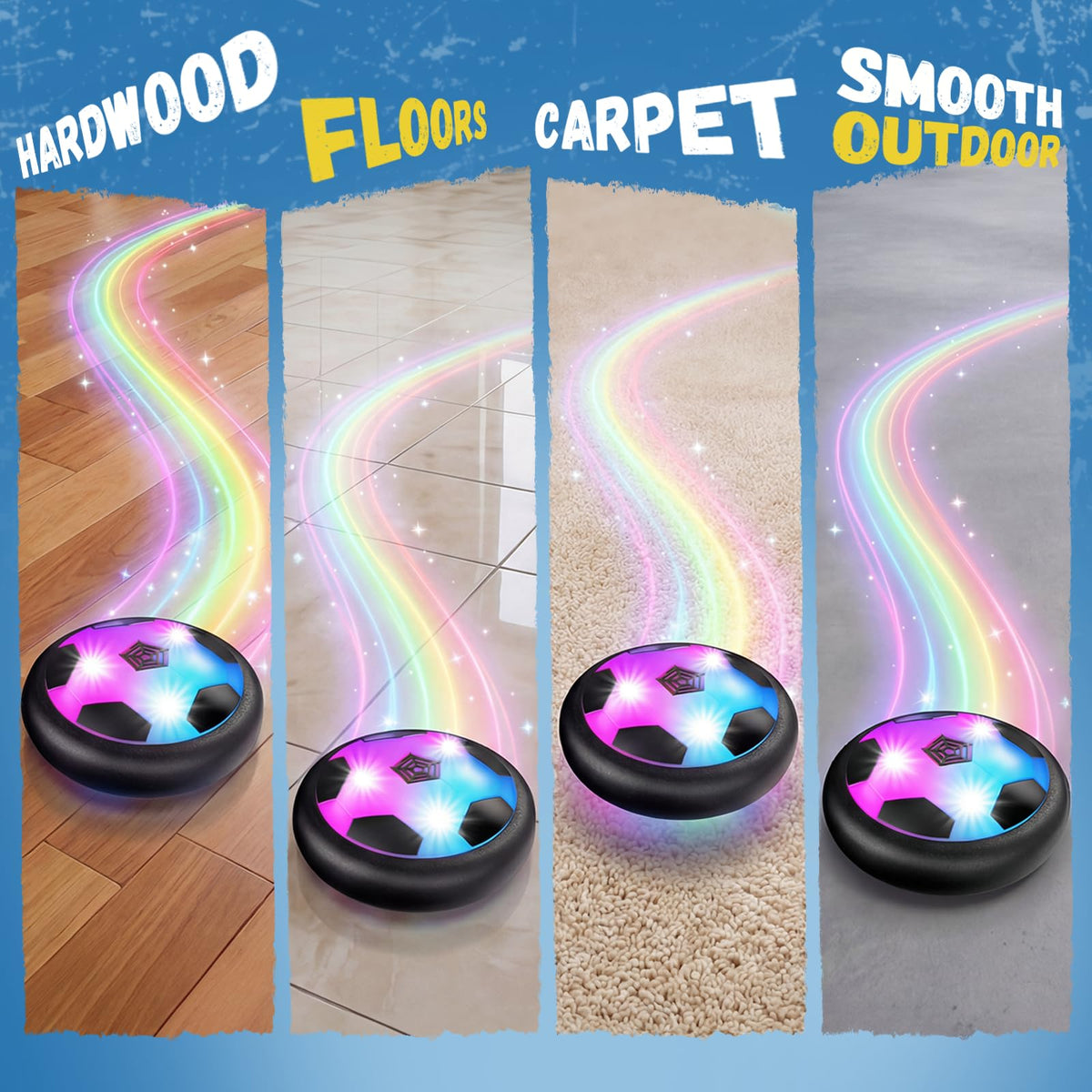 HopeRock Hover Soccer Ball Toys for 3-12 Year Old Boys Girls, Indoor and Outdoor Creative Toys for Toddlers with Foam Bumper, Birthday Gifts for 3 4 5 6 7 8+ Year Old Children's