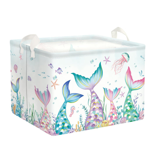 HUUMONSS Fantasy Princess Laundry Hamper Colorful Large Storage Basket Collapsible Parents Organizer Kids Toy Clothes Bins for Bedroom, Bathroom, Mermaid, 36L
