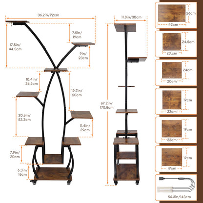 Plant Stand Indoor with Grow Lights - 82" Tall Plant Shelf, Lighted Corner Plant Stands for Indoor Growing, 8 Tiered Large Flower Holder, S-Shaped Decorative Rack for Living Room, Patent Design