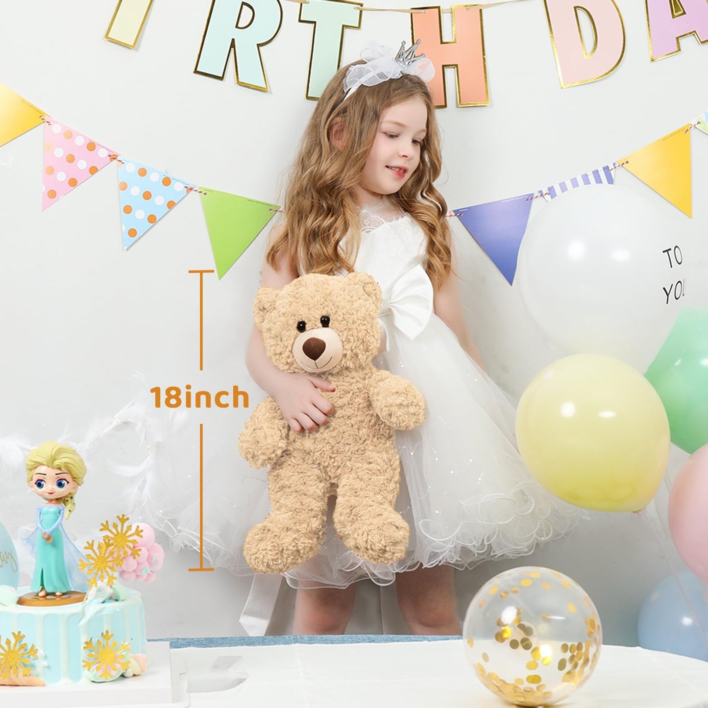 Tezituor 2 Pack Small Teddy Bear Stuffed Animals 18inch, Stuffed Teddy Bear Plush for Kids Baby, Cute Soft Bear Plushie Gift for Girls Boys Children, Plush Bear for Christmas Birthday Valentines