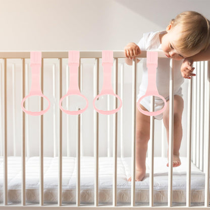 Awleynz 4Pcs Baby Playpen Pull up Rings, Pull up Rings for Play Pen, Playpen Accessories for Help Stand Up Walking Training Tool Newborn (Pink)