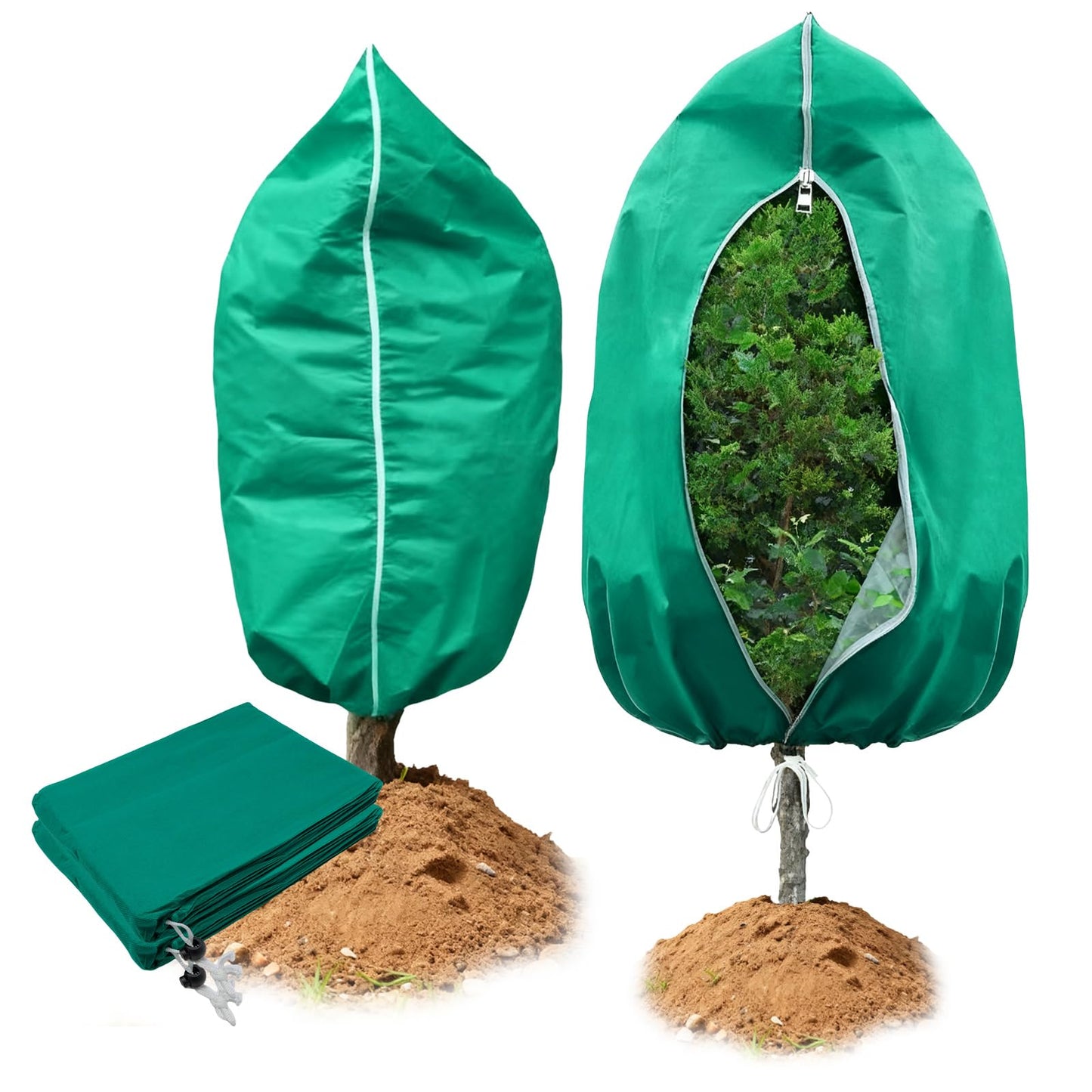 GMAPATS 2 PCS 47.2 x 70.8 Inches Plant Covers Freeze Protection, 2.2oz/yd² Frost Cloth for Outdoor Plants with Zipper/Drawstring, for Large Plant Frost Protection Outdoor Shrub Bush Fruit Tree Potte