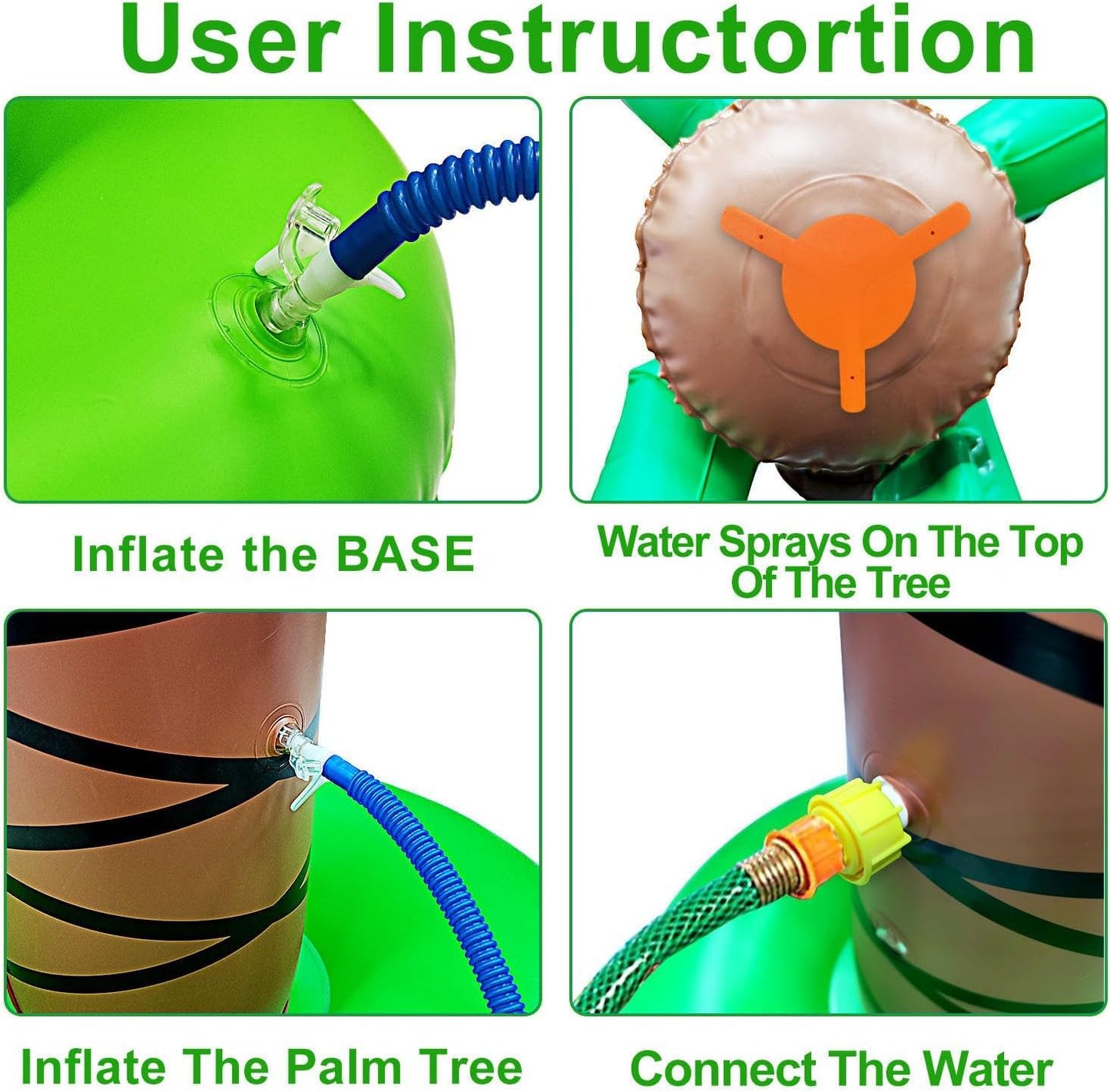 61" Inflatable Palm Tree Backyard Sprinkler for Kids, Spray Water Pool Toy Inflatable sprinkler for yard Outdoor Hawaiian Party Coconut Tree for Lawn Sprinkler for Boys Girls Backyard Beach Games Toys