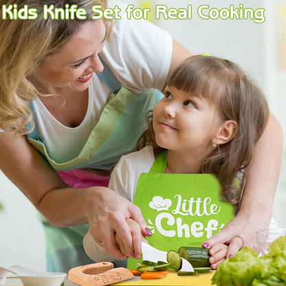 Fingertip WD 41 PCS Kids Cooking Sets Real, Toddler Kitchen Tools Kids Baking Set Kids Chef Set with Apron, Knives, Kids Baking Kit, Toddler Cooking Set for Boys and Girls