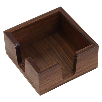 Wood Sticky Note Holder, Self Stick Note Pad Holder, Post It Note Dispenser Desk Organizer Walnut Wood Office Desk Accessories for School Office Desk Supplies - Black