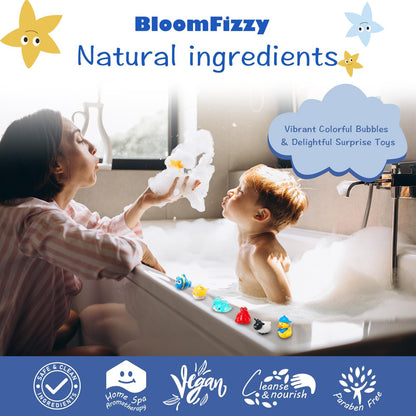 30 Kids Bath Bombs with Surprise Inside – Gift Set with 30 Unique Land & Sea Animal Toys, Fun, Educational, and Child-Safe Natural Bath Bombs with Toys, Great Gift for Kids’ Birthdays & Christmas