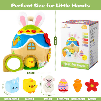 Baby Toys 6-12-18 Months - My First Plush Bunny Burrow with Stuffed Animals, Rattle, Crinkle, Teether, Montessori Sensory Toys for Babies Toddlers 1-3, Baby Easter Basket Stuffers for Boys Girls Gifts
