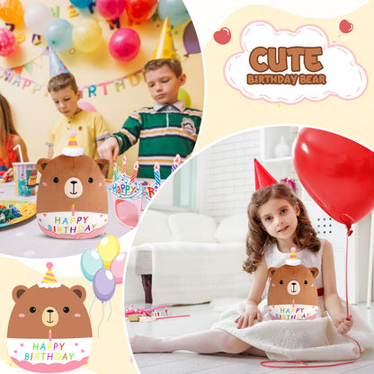 Prewplam Happy Birthday Teddy Bear Plush - 8inch Birthday Stuffed Animal Bear Plushie Pillows Toys, Soft Doll Gifts Party Decoration for Kids Girls Boys