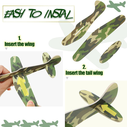 Jerify 20 Pcs Parachute Toys and Camouflage Foam Airplanes Set, Parachute Army Men Toys for Kids Army Hand Throwing and Foam Glider for Boys Gifts Outdoor Party Favors (Camouflage)