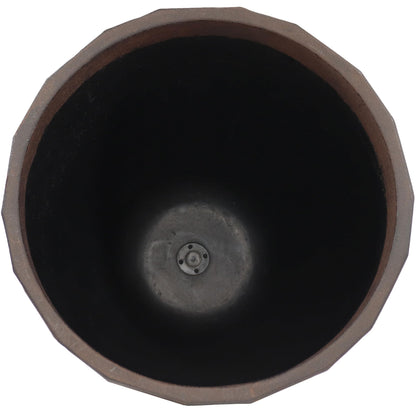 Sunnydaze Pebbled Polyresin Round Outdoor Planter - 15.75" Flower Pot for Indoor or Outdoor Use - Dark Brown