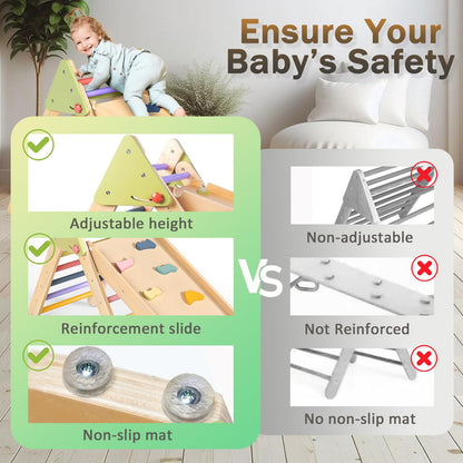 aiwo 7-in-1 Pikler Triangle Set Toddler Climbing Toys Indoor, Montessori Baby Climbing Gym, Climbing Set for Toddlers 1-3 Jungle Gym-Extra Thick
