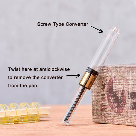 Jinhao 9019 Fountain Pen Dadao Series Transparent Blue Acrylic Gold Trim #8 Extra Fine Nib with Large Converter for Writing, Signature and Calligraphy