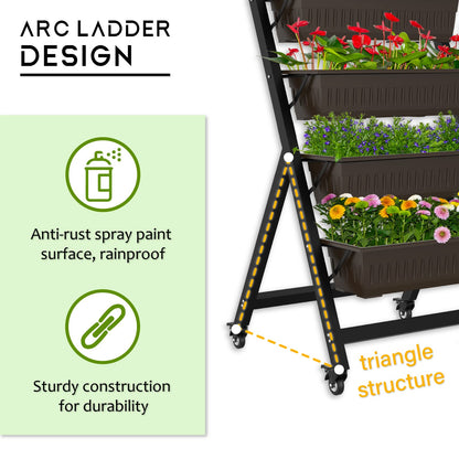 G TALECO GEAR 5-Tier Vertical Garden Planter, 4.4Ft Vertical Raised Garden Bed Planter Box with 5 Container Boxes, Grow Your Herb Vegetables Flowers Indoor and Outdoor (5-Tier)