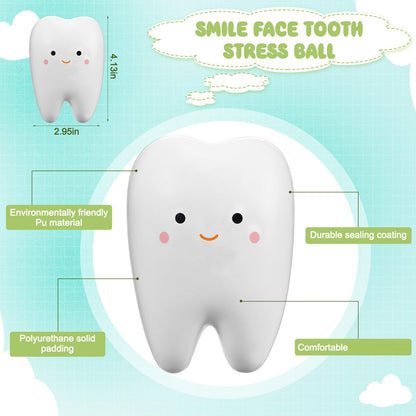 Shappy 12 Pcs Dentist Gift Teeth Jumbo Kawaii Teeth Slow Rising Squeeze Cute Tooth Cartoon Tooth Toy for Girls and Boys Soft Stress Relief Cute Squeeze Dental World Oral Health Day Gift