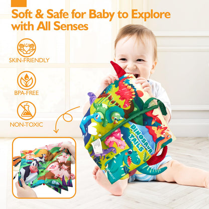 hahaland Baby Books for Baby Shower Gifts - 2PCS - Baby Toys 0-6 Months - Touch & Feel Tummy Time Sensory Soft Books for Babies 0-12 Months, Stroller Travel Toys