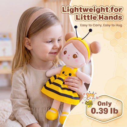 OUOZZZ 12.6" Soft Baby Doll - Toys for 1 Year Old Girl Ideal Birthday Baby Girl Gift, Snuggle Buddy for Infants Yellow Bee Dress