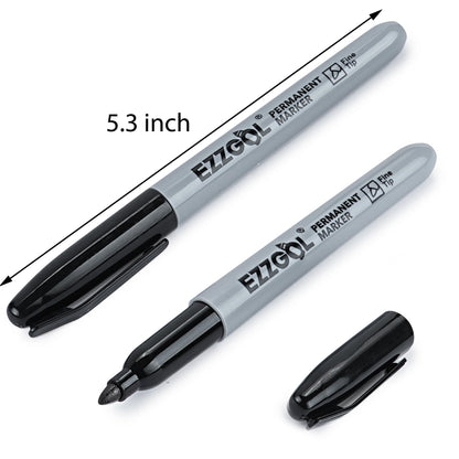 Ezzgol Permanent Markers Bulk, 150 Pack Fine Tip Black Permanent Markers, Waterproof Markers, Premium Smear Proof Pens, Quick Drying, Office Supplies for School, Office, Home