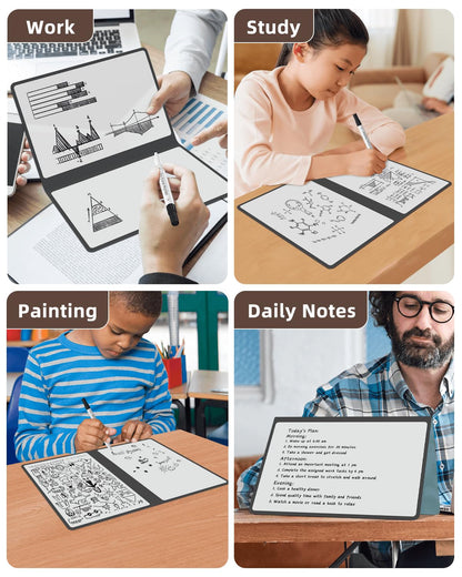 Mehaving Portable Small White Board Dry Erase Board, Reusable 9.5 * 6.6in Notebook Memo, Office Home Supplies Desk Accessories MH760 (Grey)