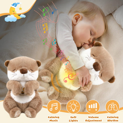 LLUKEME Baby Comfort Otter Breathing Stuffed Animal Buddy-Fur Real Pets Plush Sound Machine with Music, Warm Lights, Peaceful Moments for Kids & Adult | Peluche Que Respira