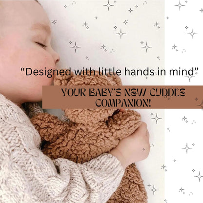 Teddy Bear Lovey Comforter Toy for Babies, Snuggle Toy Baby Girl & Boy, Nursery Soft Little Lovie for Newborns and up, Cuddly Plush Security Blanket Infants 0-6 Months, 12inch (Brown Bear)