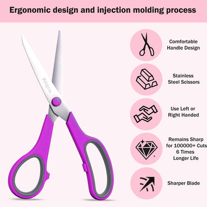 24 Black Scissors Bulk, Rkqoa 8" All Purpose Scissors Pack - Thick Sharp Shears for Office School Sewing Craft Supplies, Classroom Must have, Teacher/Class Scissor, Right/Left Handles