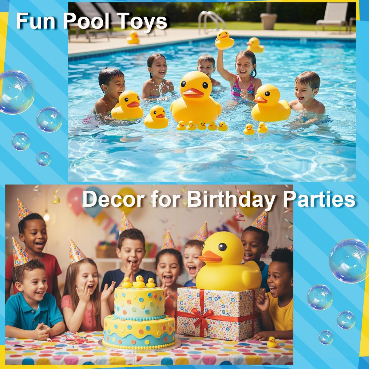 Kalafona Waterproof No Squeak No Hole No Bebe Noise 20 Pcs 3 Inch Rubber Funny Yellow Ducky Duck Bath Pool Toy Without Hole for Kid Shower Bathtub Toy Birthday Party Decor Cake Topper in Bulk