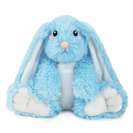 Bunny Microwavable Stuffed Animal – 1.5 lb Unscented Heating Pad Plush, Soft Cozy Bunny Toy for Relaxation and Comfort, Gift for Women, Girls, Adults & Kids by Happy Fuel, Blue
