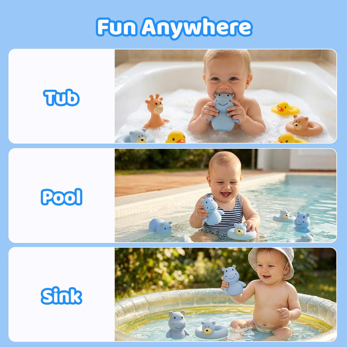 Tiny Marvels Baby Bath Toys for 6 Months & Up, Mold Free No Hole Bath Toys, BPA Free Floating Toddler Bath Toys, Safe Kids Bath Toys for Tub & Pool