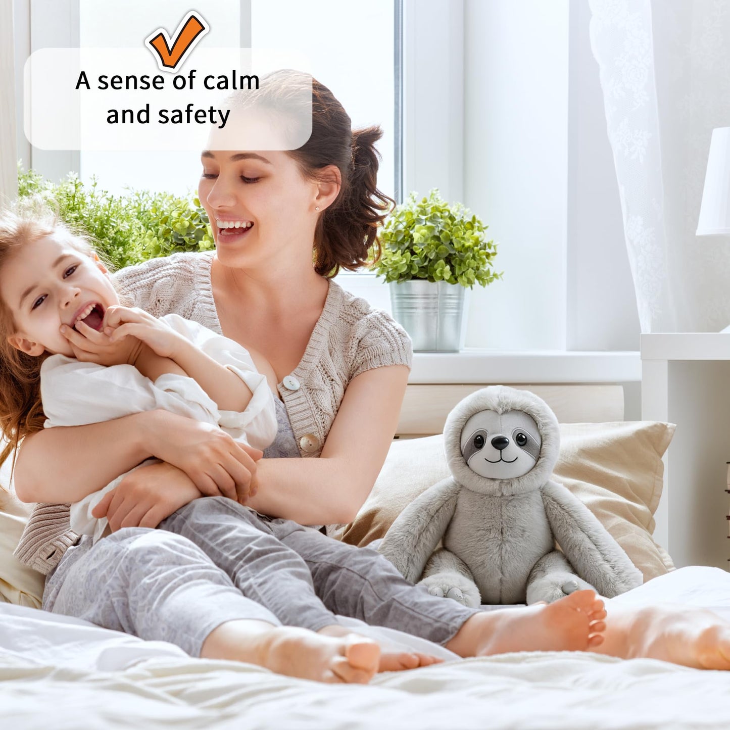 Pluhsould Microwavable & Weighted Stuffed Animals,Sloth Stuffed Animal 8.5 Inch, 1.1 Lbs,Cute Soft Plush Toys for Boys, Girls, Babies & Toddlers（Lightly Scented with Chamomile