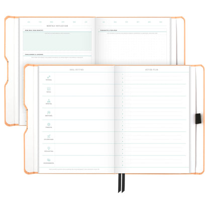 AT-A-GLANCE Wellness Journal, Undated Planner Weekly & Monthly, Self-Care Tracker for Mental & Physical Health, 5-3/4" x 8-1/4", Foundation, Peach (FDH-200)