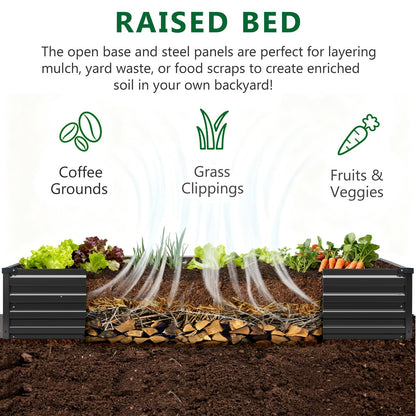 Meberam 2 Pack 6x3x1FT Galvanized Raised Garden Beds Kit Outdoor Metal Gardening Planter Box for Vegetable Elevated Flower Herbs,Black